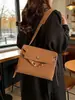 Deslumbrante Bolsa Feminina de Comércio Exterior com Grande Capacidade, Nova Bolsa de Ombro e Transversal Estilo Vintage 2026, Bolsa Kelly Platina de Alta Gama