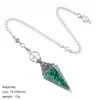 Colgante de péndulo de cristal natural, color plata vintage, piedra triturada multicolor, cono hexagonal, meditación yoga, cristal de meditación de frecuencia ajustable