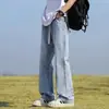 Jeans boca de sino azul claro da moda para homens, primavera e verão, adequado para adolescentes, estudantes do ensino fundamental II e médio, calça casual reta solta