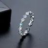 Anillo Abierto de Zirconia Estilo Coreano de Moda de Lujo para Mujer Diseño de Nicho Plata de Alta Gama Anillo Versátil Venta al por Mayor