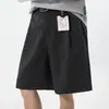 Pantalones casuales de verano estilo vintage old money para hombre, nicho de corte holgado, estilo relajado, versátiles, sencillos, nuevos shorts negros estilo coreano