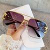 Nuevas Gafas de Sol Cuadradas con Doble Puente de Guepardo 2024 para Hombre Moda Europea y Americana Transfronteriza Gafas de Sol Metálicas con Cabeza de Leopardo Tendencia para Mujer