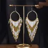 Joyas populares europeas y americanas fuente transfronteriza estilo étnico bohemio retro pendientes largos de borla de cuentas de arroz para mujer