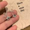 Pendientes de Aro Estrella Azul Hielo Menta Nueva Tendencia Pendientes Únicos con Borla de Mariposa Joyería