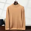 Suéter Masculino de Gola Alta Meia-Calça 100% Caxemira Pura Engrossado Solto Tamanho Grande Casual Negócios Tricô Camada Base