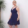 Vestido de Alça Sem Encosto Sexy Profundo V Profundo para Mulheres de Tamanho Grande Cruzado Flor Queimada Cintura Vazada Grande Vestido Swing 191226