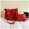 Bolso Tejido Hueco de Gran Capacidad para Mujer 2026 Nuevo Estilo Coreano Transfronterizo Bolso Simple para Debajo del Brazo Bolso Tote Casual para Viajar