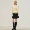 Suéter de Lã Cashmere Dourado Suave Tecnologia Negra Malha Sem Costura Escovada Outono e Inverno Roupa de Trabalho Quente Camada Interna de Tricô Elegante