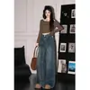 Jeans de Pierna Ancha Azul Oscuro para Mujer 2025 Populares Otoño e Invierno Tendencia Nuevos Pantalones Rectos Sueltos de Cintura Alta