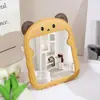 Espelho de Maquiagem Dobrável de Plástico Colorido com Orelhas de Urso e Gato, Espelho de Bancada Espessado, Espelho Prata Comercial com Armazenamento