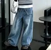 Conjunto de sudadera a rayas tipo dos piezas para niñas, nuevo estilo primavera y otoño 2026, pantalones vaqueros estilo coreano para niños y estudiantes de secundaria