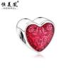 Contas de amor vermelho personalizadas com buracos grandes, contas soltas, atacado, faça você mesmo, acessórios para pulseira de contas de óleo em forma de gota de coração