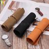 Bolsa de Almacenamiento de Relojes de Cuero de Alta Gama Nueva en Stock para 5 Relojes, Bolsa Enrollable de Cuero de Cordero para Relojes