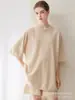 Konsaini 100% cachemira pura suelta de manga corta para mujer estilo minimalista otoño e invierno casual cuello redondo camiseta de punto en capas
