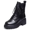Botas Martin nuevas de suela gruesa para mujer de comercio exterior transfronterizo, botines cortos de cuero suave de tacón medio para otoño e invierno, botas de nieve de felpa con suela gruesa
