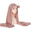 Novo Chapéu Cachecol Feminino Cor Sólida Estilo Transfronteiriço com Aba, Chapéu Cachecol de Puxar Versátil