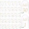30 letreros de asiento acrílicos con forma de arco impresos DIY acrílico transparente en blanco decoraciones de fiesta letreros de mesa de boda