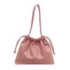 Bolso Balde Fruncido con Cordón para Mujer 2025 Verano Moda Nuevo Estilo Gran Capacidad Casual Hombro Relajado Bolso Tote