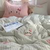 Juego de Cama Azul Estrella Ins de Cuatro Piezas Algodón Lavado Ropa de Cama de Peluche Linda Funda de Edredón Cama Individual Dormitorio Juego de Tres Piezas 4