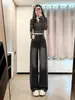 Jeans largos azul claro novo de verão para mulheres, cintura alta, modelador, estilo 2026, com strass, toque de luxo, calça reta comprida
