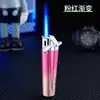 Encendedor inflable creativo a prueba de viento de alto valor de color degradado de llama azul, encendedor compacto de regalo para damas, encendedor de cigarrillos al por mayor