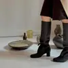 Botas Altas Chuyuji 2026 Primavera y Otoño Estilo Nuevo Punta Redonda con Cordones Versátiles Hasta la Rodilla con Tacón Grueso y Superficie Suave