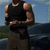 Regata de Academia Estilo Americano para Homens Musculosos, Camiseta Elástica Sem Mangas Justa com Design Patchwork para Treinamento Fitness