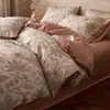 Juego de ropa de cama de cuatro piezas estilo campo francés vintage, todo algodón y lino Clase A, juego de tres piezas de sábana y funda de edredón de algodón puro Clase A para madres y bebés