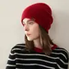Gorro de Cachemira para Mujer 100% Cachemira Pura Versátil Casual Simple Moda Color Sólido Tejido Gorro Térmico