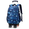 Mochila Escolar de Carrinho Três Peças para Alunos do Ensino Fundamental Peixe Natural Mochila Escolar de Grande Capacidade para Subir Escadas Mochila com Redução de Carga de Múltiplas Camadas