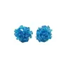 Brincos de Flor de Hortênsia Azul Fresca com Contas para Mulheres, Luxo Acessível de Nicho, Brincos Atmosféricos Únicos para Primavera e Verão