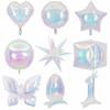 Globo de papel de aluminio de mariposa colorida estrella mágica de cinco puntas amor bola 4D estrella explosiva fondo decorativo globo de aluminio al por mayor