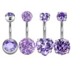 4 piezas de joyería para ombligo de comercio electrónico transfronterizo más vendida, anillo para ombligo de acero inoxidable con circonita incrustada, forma de corazón redondo, piercing para ombligo, joyería de perforación europea y americana