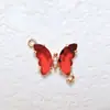 Colgante de Mariposa con Incrustaciones de Zirconia Dorada Recubierta de Cobre 18k Accesorios para Joyería DIY Pulsera Collar Material Hecho a Mano Doble Colgante Oblicuo Tamaño Pequeño