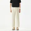 Nuevos pantalones casuales de verano, de seda fresca con textura, corte ajustado, holgados, estilo coreano, modernos y versátiles para hombre
