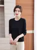 Suéter de Cuello Redondo Estilo Coreano para Mujer 2024 Nuevo Otoño Cachemir Tejido Camiseta Base Holgada Fina Chaqueta Interior Manga Larga