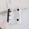Estilo Ins Mini A8 Capa de Folhas Soltas com Botão Duplo Transparente Colorido em PVC Presilha de Encaixe Pequena Argola Metálica de 3 Furos Caderno de Folhas Soltas
