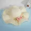 Sombrero de Paja Estilo Francés Ondulado para el Sol para Mujeres al Aire Libre en Verano, de Alta Gama, Ala Ancha, Lazo de Encaje, Protección Solar