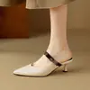 Mules de Moda con Bloques de Color para Mujer con Punta Abierta, Estilo Coreano 2026, Para Uso Exterior en Verano, Elegantes Mules de Tacón Alto sin Cierre