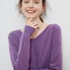 Suéter de Lã de Alta Qualidade Pronto para Vestir com Decote V para Mulheres, Outono e Inverno 2026, Suéter de Corte Amplo, Camisa Básica Tricotada Lisa na Moda e Simples