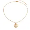 Colar de aço inoxidável mais vendido transfronteiriço, personalizado e simples, série oceano concha gota de óleo banhado a ouro 18K feminino