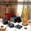 Juego al por mayor Posavasos Pizarra Negra para Bar de Whisky Posavasos de Pizarra Natural Aislante del Calor Posavasos de Piedra con Soporte