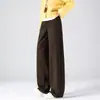 Calça Feminina de Seda de Amora e Lã Afunilada Solta Estilo Novo Outono/Inverno Cintura Alta Toque Macio Amigável à Pele Calça Casual