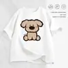 Camiseta feminina branca de manga curta, nova roupa feminina de corte solto, top moderno chique de verão, camiseta feminina de nicho com gola redonda
