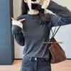 ¡Exquisito y Romántico! Camiseta Interior con Cuello de Volantes de Malla, Elegante Capa Interior Cepillada, Camiseta de Lana de Oveja de Alta Elasticidad para Mujer 25