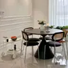 Juego de mesa redonda para el hogar, mesa de comedor para apartamento pequeño, Xiaohongshu, blanco puro, piedra sinterizada, mesa de comedor redonda para el hogar, mesa de comedor redonda para apartamento pequeño