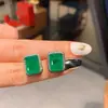 Anillo de moda retro europeo y americano femenino diamante de simulación esmeralda Pendientes de botón colgantes para mujer principal 12*16 9*12