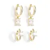 Pendientes y Tachuelas de Cobre Incrustados con Circonita Verde Serie, de Venta Caliente Transfronteriza para Mujer, Pendientes Geométricos de Moda, Tendencia Versátil y Sencillos