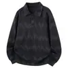 [M-8XL] Nueva sudadera pesada para hombre 2026, chaqueta estilo americano con cuello polo jacquard para hombre, colección de otoño