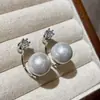 2025 Nuevos Pendientes Populares de Bola de Diamante y Perla de Dos Usos Simples y de Moda Elegantes para el Trabajo Lujo Accesible Joyería de Oreja Francesa para Mujeres